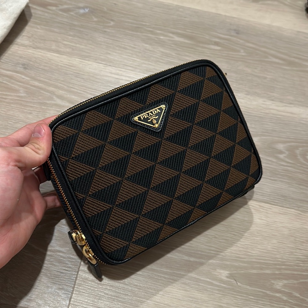 Prada Symbole embroidered fabric bag